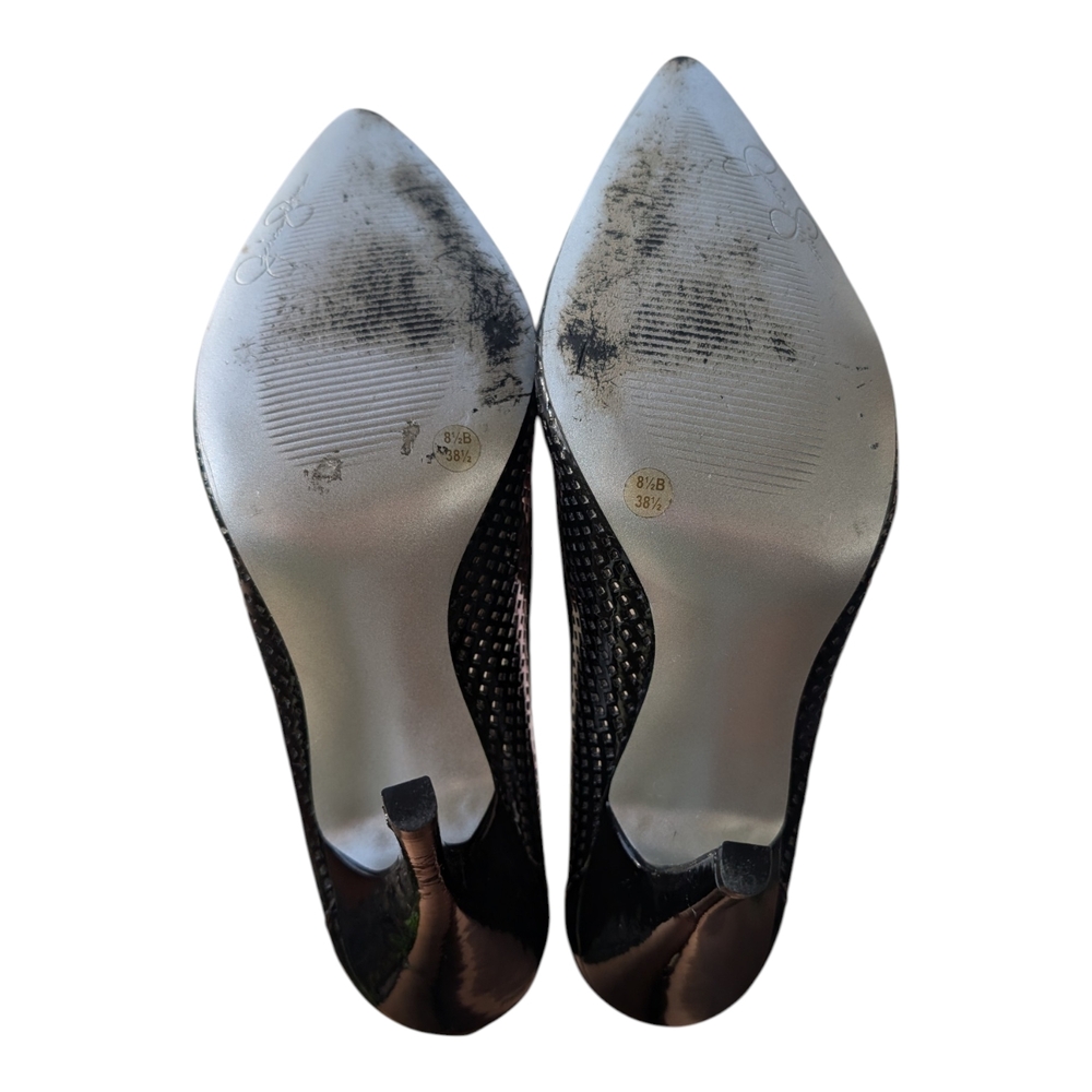 Jessica Simpson Black Perforated Pointed-Toe Stiletto Pumps - Picture 4 of 10